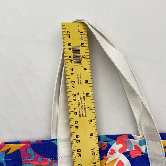 J.Crew Canvas Tote Bag Tropical Leaf Print One Size Beach Purse Handbag Shopper - Picture 14 of 15